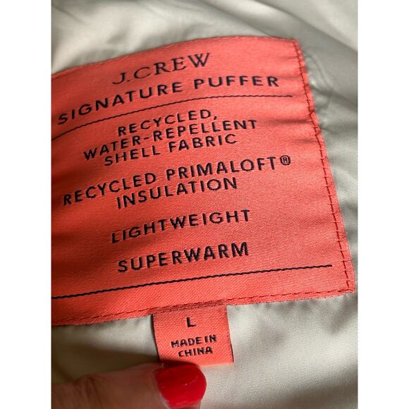 J. Crew Signature Puffer vest, green, white & gray plaid - Picture 5 of 6